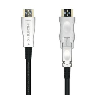 Aisens Cable HDMI V2.0 AOC (Active Optical Cable) Desmontable Premium Alta Velocidad / HEC 4K@60Hz 4:4:4 18Gbps - A/M-D/A/M - 40m - Color Negro