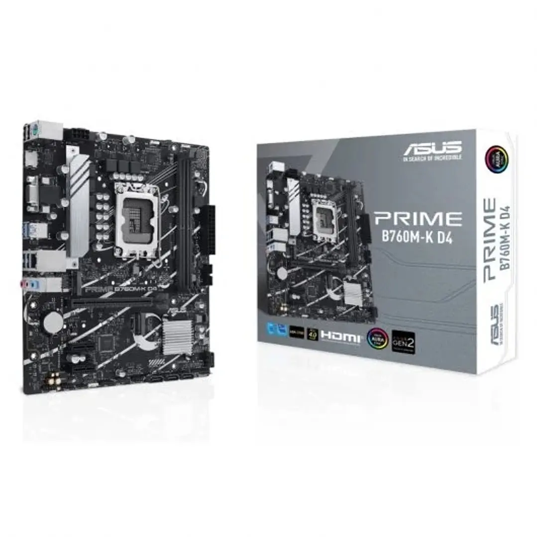 Asus Prime B760M-K D4 Placa Base Intel 1700 2x DDR4 - HDMI, VGA, M.2, PCIe 4.0, 4x Sata III, USB 3.2, Aura Sync, MicroATX 1