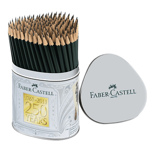 Faber-Castell Castell 9000 Bote de Metal con144 Lapices de Grafito HB - Mina Resistente a la Rotura - Ecologico