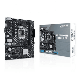 Asus Prime H610M-K D4 Placa Base Intel1700 2x DDR4 - HDMI, M.2, PCIe4.0, 4x Sata III, USB 3.2, MicroATX