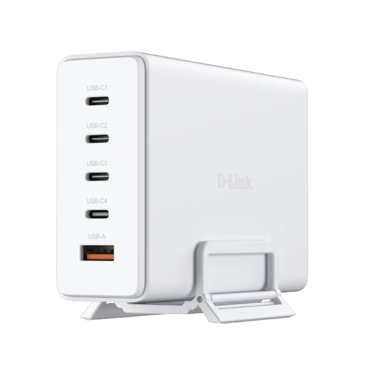 D-Link Cargador de Pared GaN de 240W - 4 USB-C y 1 USB-A - QC 4.0 - Color Blanco 1