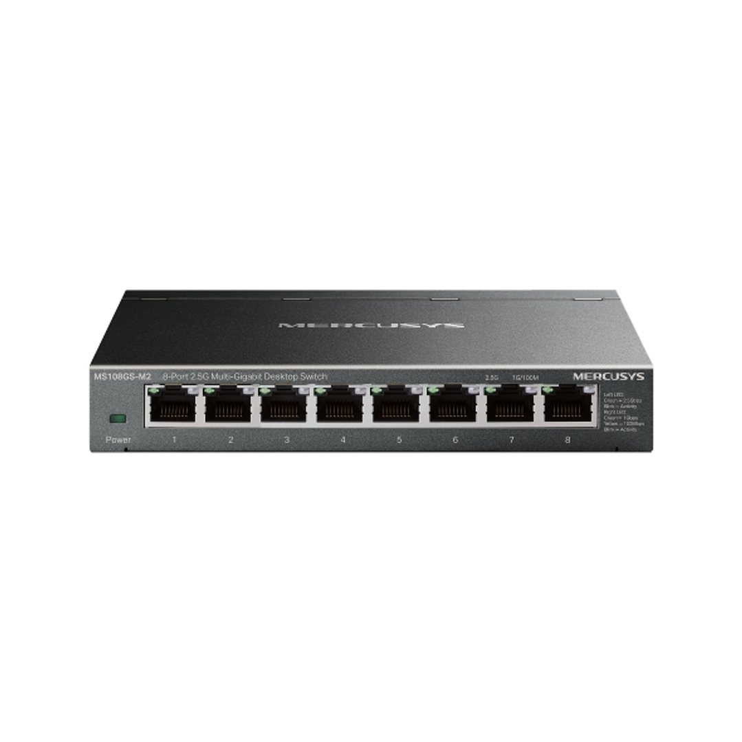 Mercusys MS108GS-M2 Switch 5 Puertos 2.5 Gigabit - Multi-Gigabit 10/100/1000/2500 - Auto-Negociacion - Color Negro 1