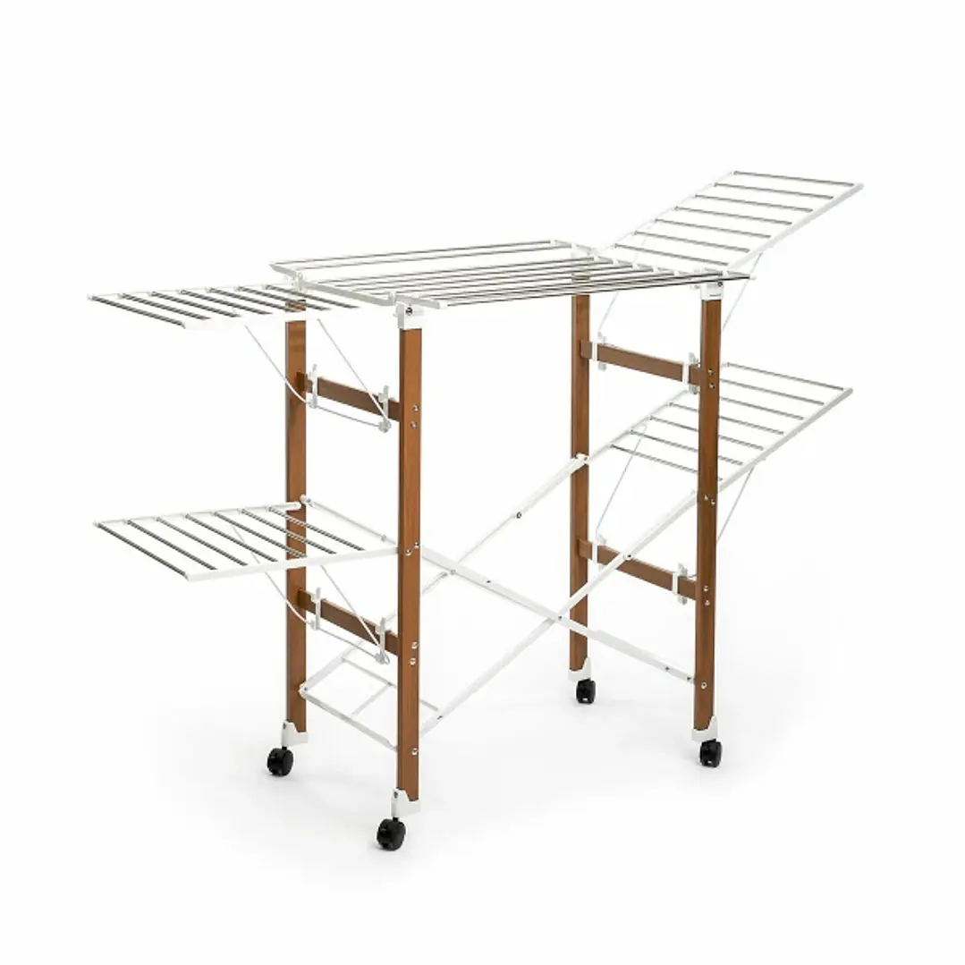 Innovagoods Dreeyl Tendedero Vertical con Ruedas - 38 Barras - Soporta hasta 20kg - Acero Inoxidable - Plegable - 6 Alas Desplegables - 49x110x14.5cm  1