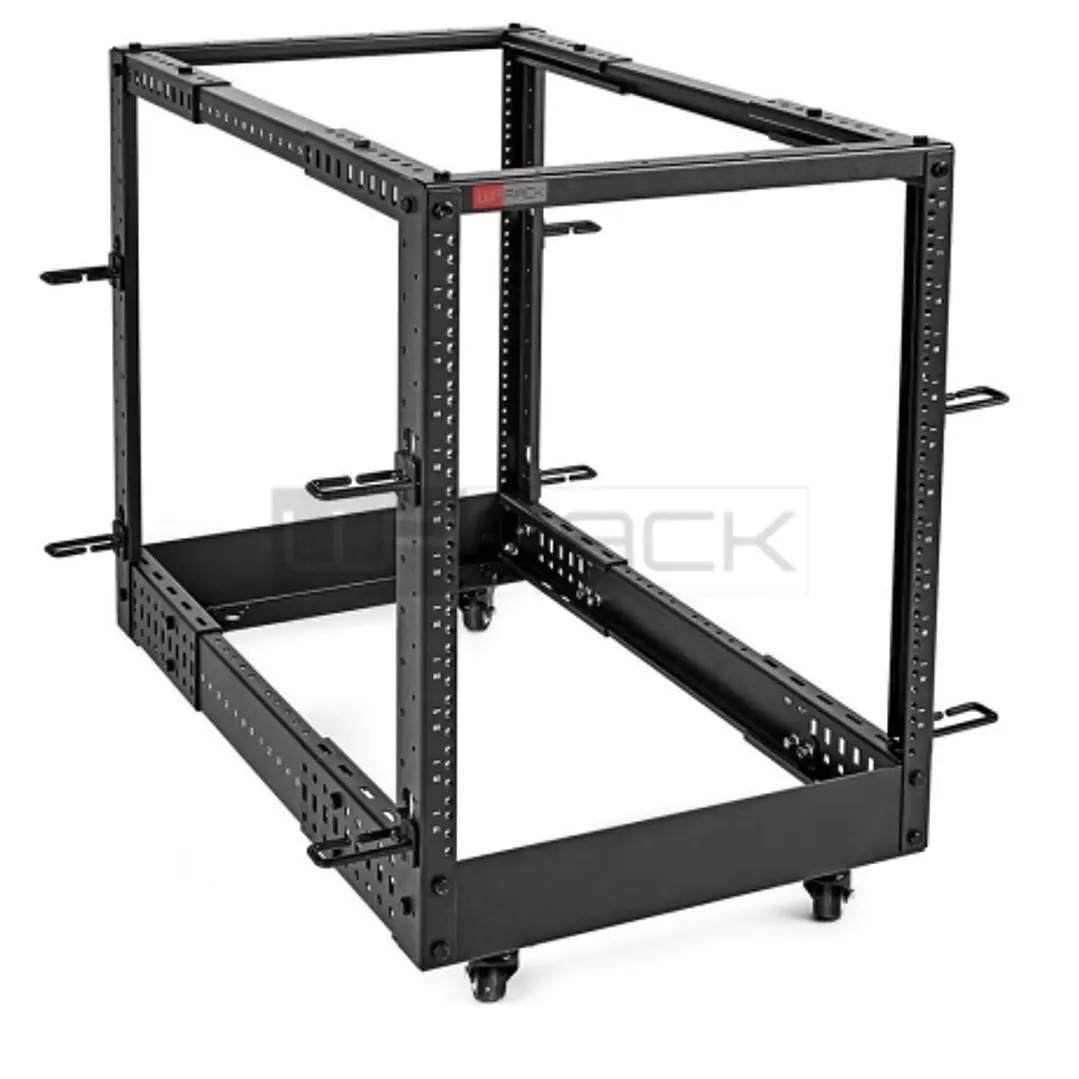 WP ROS-126X-B Bastidor Abierto de Suelo 12U - Estructura de Acero Macizo - Fondo Ajustable hasta 1023mm - Ancho 600mm - 600x1023x665mm - Color Negro 1