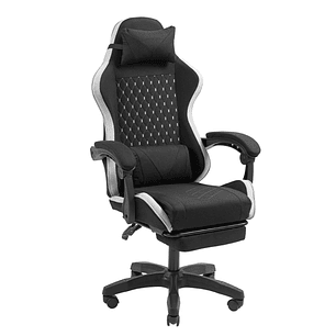 Mars Gaming MGC-X FABRIC Silla Gaming Ergonomica - Reposapies Extensible - Cojines Lumbar y Cervical - 660x540x1250mm - Tejido Transpirable - Color Ne