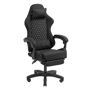 Mars Gaming MGC-X FABRIC Silla Gaming Ergonomica - Reposapies Extensible - Cojines Lumbar y Cervical - 660x540x1250mm - Tejido Transpirable - Color Ne