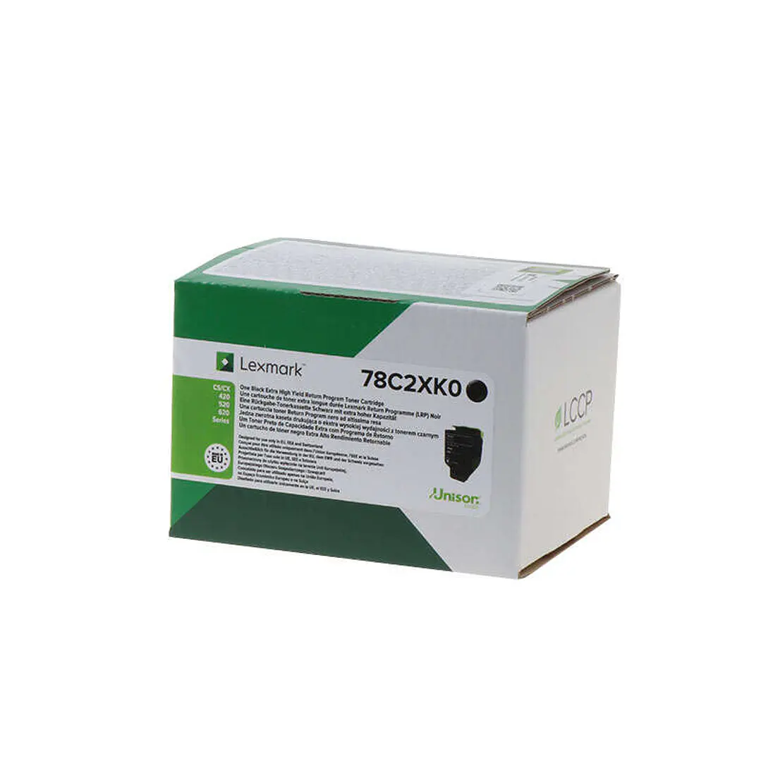 Lexmark CS421/CS521/CS622/CX421/CX522/CX622/CX625 Negro Cartucho de Toner Original - 78C2XK0/78C2XKE 1