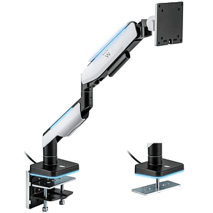 Ewent Soporte de Mesa RGB para Monitor/TV - Giratorio e Inclinable - Iluminacion RGB - Acero y Aluminio - Compatible Vesa - Carga Maxima 20Kg - Brazo 