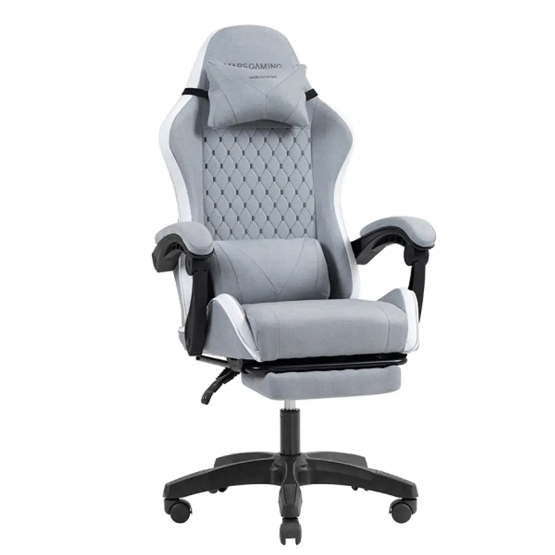 Mars Gaming MGC-X FABRIC Silla Gaming Ergonomica - Reposapies Extensible - Cojines Lumbar y Cervical - 660x540x1250mm - Tejido Transpirable - Color Gr 1