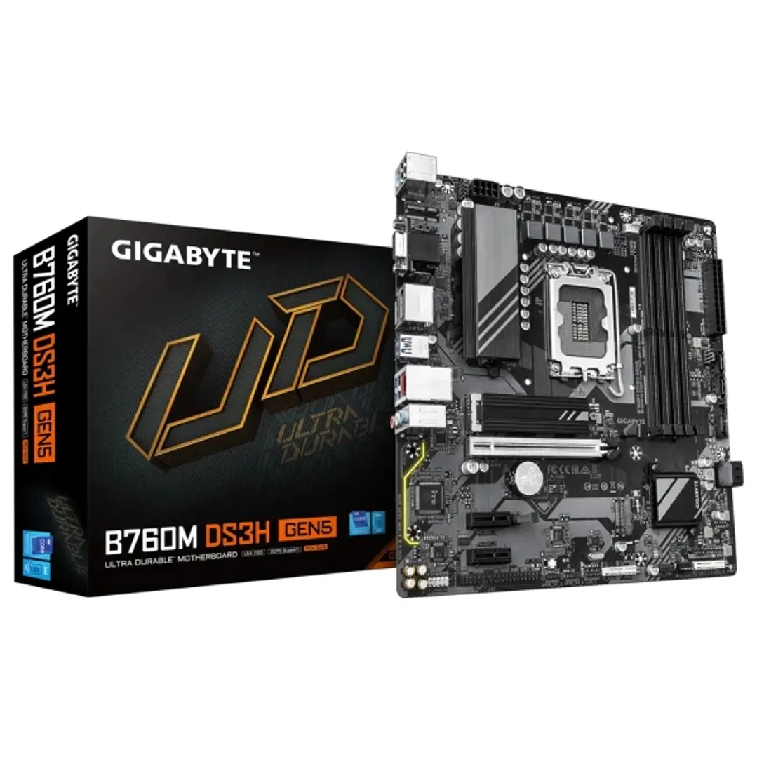 Gigabyte B760 DS3H Gen5 Placa Base Intel 1700 4x DDR5 VGA, HDMI, DisplayPort - MicroATX 1
