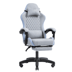 Mars Gaming MGC-X FABRIC Silla Gaming Ergonomica - Reposapies Extensible - Cojines Lumbar y Cervical - 660x540x1250mm - Tejido Transpirable - Color Gr