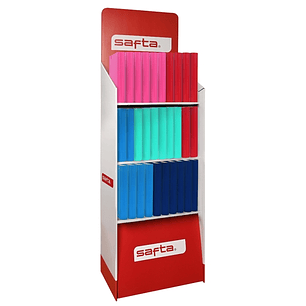 Safta Expositor de Papeleria - Capacidad de 335.4L - Estructura Robusta y Duradera - Presentacion Ordenada y Atractiva - 600x380x1900mm - Colores Surt