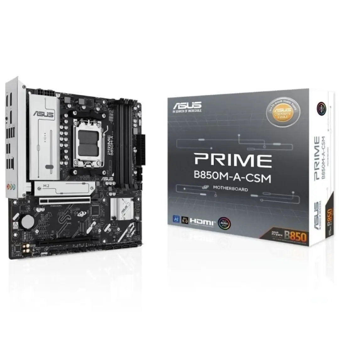 Asus Prime B850M-A-CSM Placa Base AM5 - 4x DDR5, 3x M2, 4x Sata III, PCIe 3.0, 4.0, USB 2.0, 3.2, USB-C, RJ-45, HDMI, DisplayPort, MicroATX 1