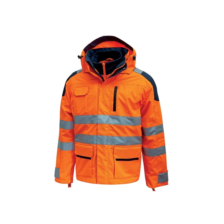 Upower Backer Parka Impermeable y Transpirable - Talla 2XL - Detalles Reflectantes, Multiples Bolsillos, Capucha Desmontable, Interior Termico, Protec 1