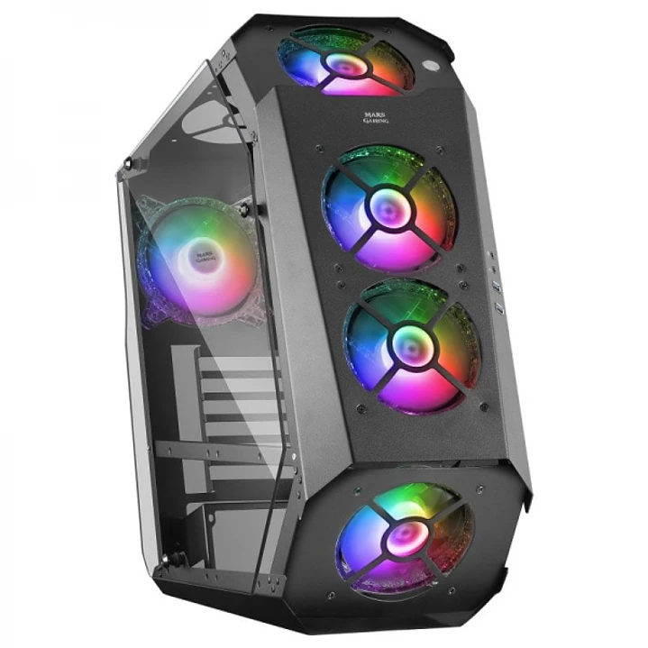 Mars Gaming MC51 Torre Premium - 5 Ventiladores ARGB - Controladora con Mando - Doble Ventana Cristal Templado - 40 Efectos RGB Chroma - Color Negro 1