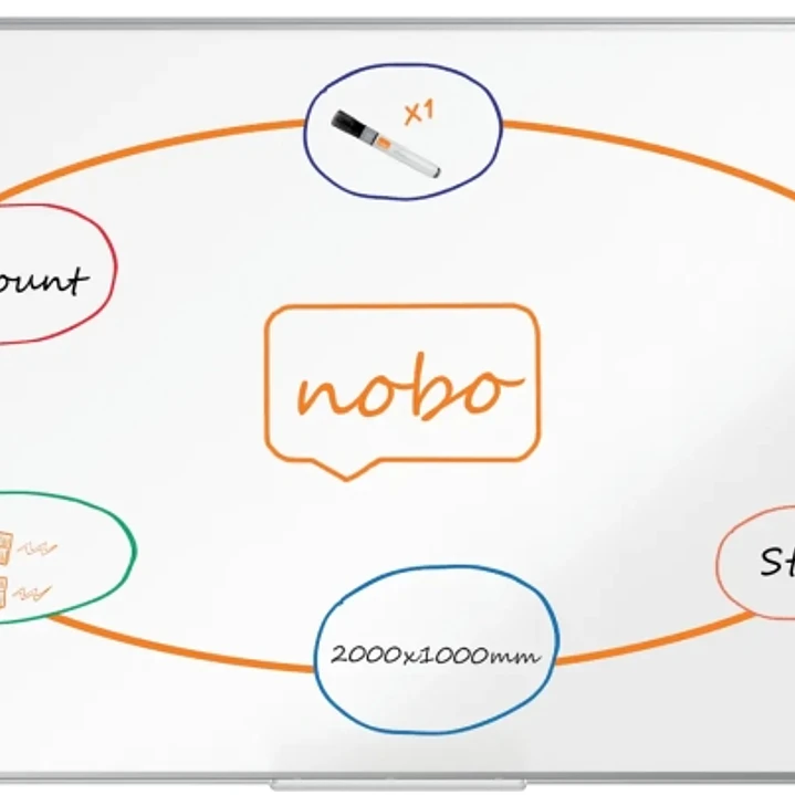 Nobo Premium Plus Pizarra Magnetica de Acero Vitrificado 2000x1000mm - Montaje en Esquina - Superficie de Borrado Superior - Color Blanco 1