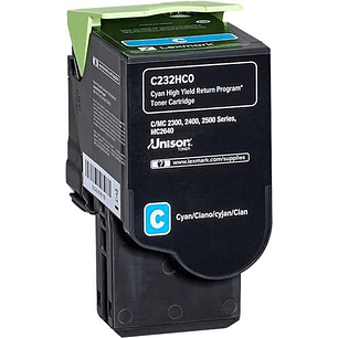 Lexmark C2325/C2425/C2535/MC2325/MC2425/MC2535/MC2640 Cyan Cartucho de Toner Original - C232HC0