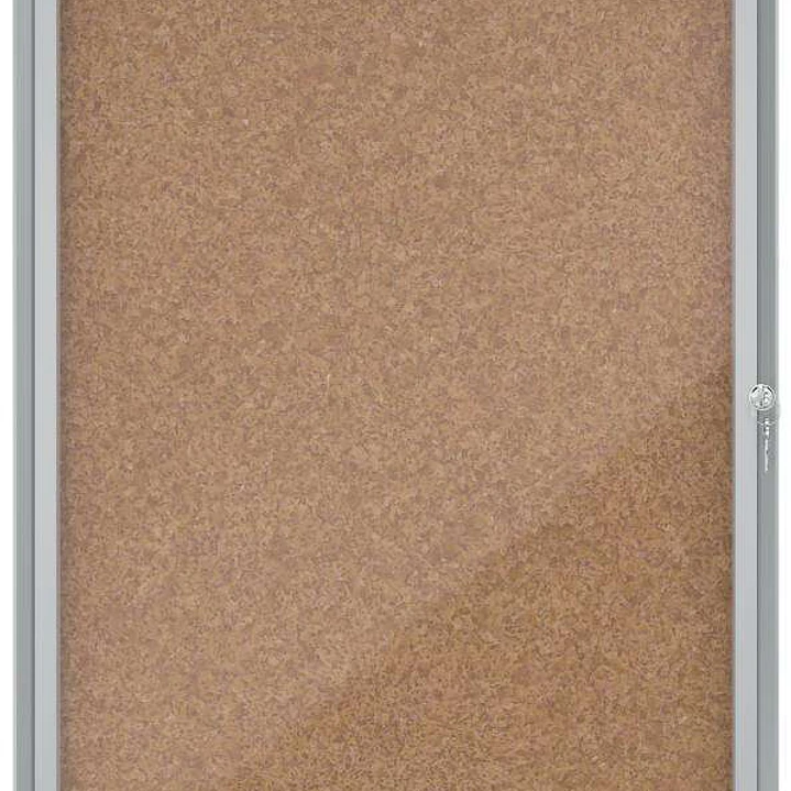Nobo Vitrina para 4 Hojas A4 con Superficie de Corcho - 532x692x37mm - Puerta de Cristal de Seguridad - Marco de Aluminio - Color Natural 1