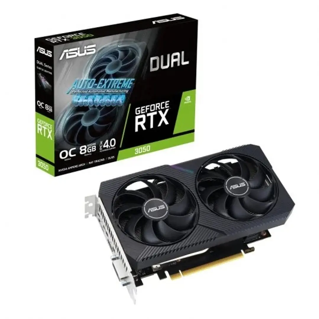Asus Dual GeForce RTX 3050 V2 OC Edition Tarjeta Grafica 8GB GDDR6 NVIDIA - PCIe 4.0, HDMI, DVI-D, DisplayPort 1