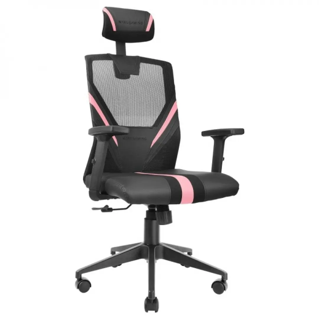 Mars Gaming MGC-ERGO Silla Gaming - Ergonomia Total - Soporte Lumbar y Cervical Ajustable - Reclinacion 90-160° - Base Reforzada - Transpirable - Negr 1