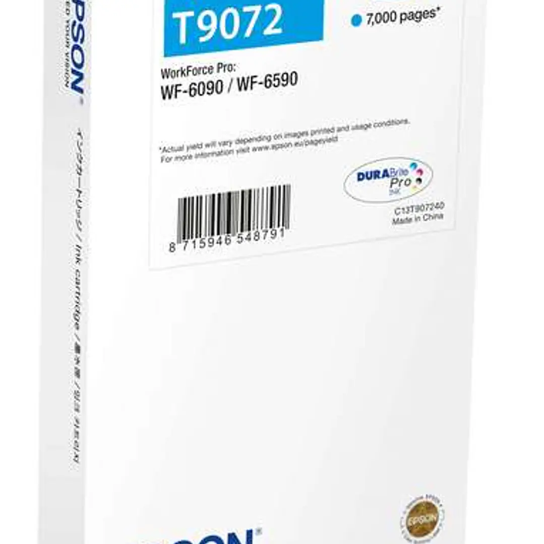 Epson T9072 Cyan Cartucho de Tinta Original - C13T907240 1
