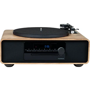 Thomson MIC300TT Micro Cadena 60W Bluetooth 5.0 con Tocadiscos Integrado - Reproductor de CD, Radio FM, Reproductor USB (MP3) - Mando a Distancia - Co