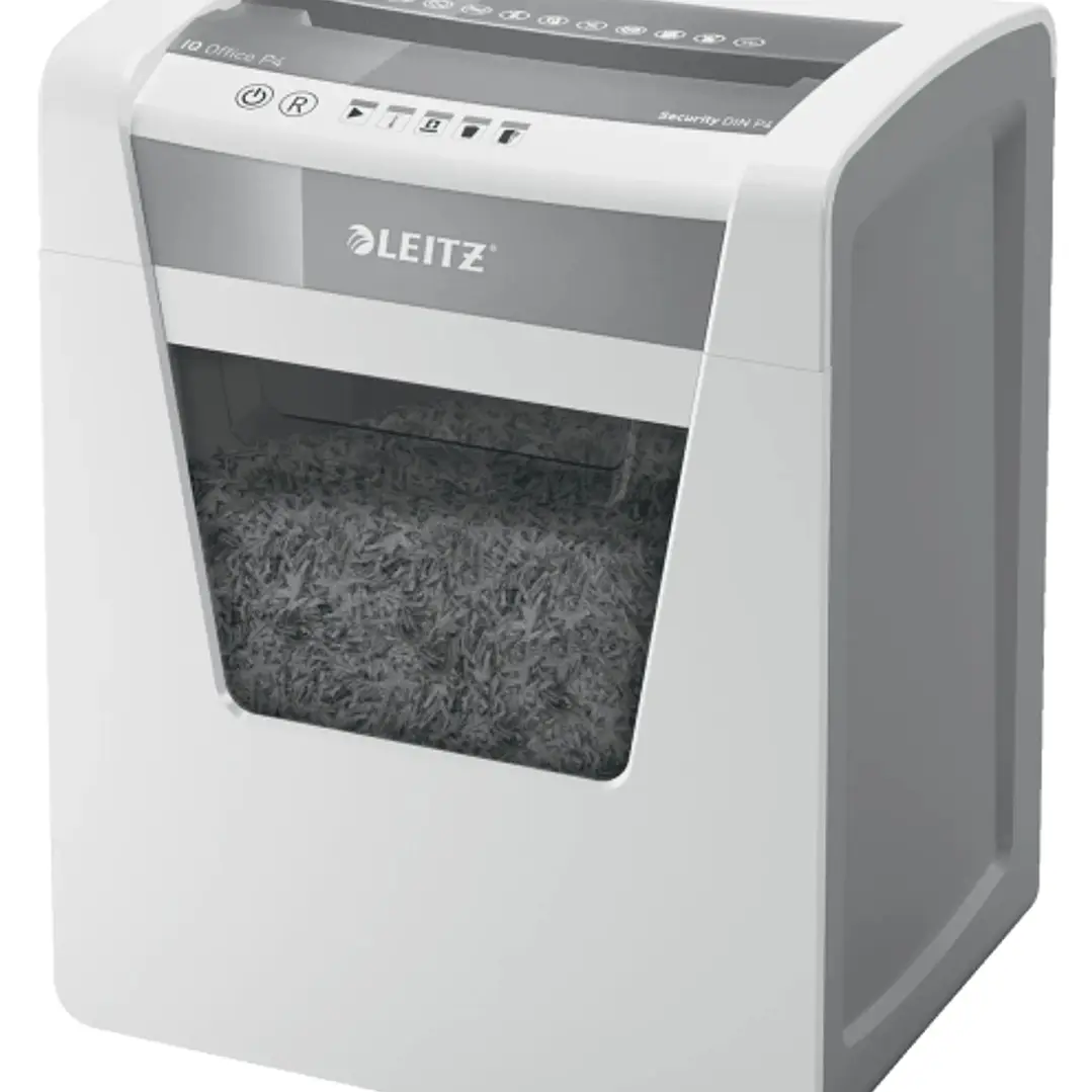 Leitz IQ Office P4 Destructora de Papel Corte Confeti P-4 - Destruye hasta 15 Hojas - Capacidad de la Papelera 23L - 2 Horas de Funcionamiento Ininter 1
