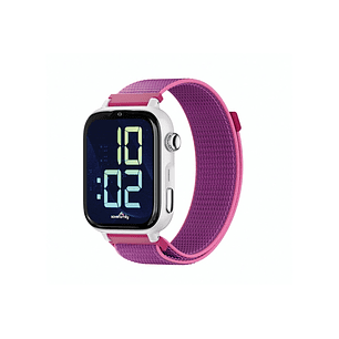Savefamily Reloj Inteligente Smartwatch Infantil SaveWatch Plus 2 - Pantalla Amoled - Carcasa Blanca - Correa Tela Frambuesa