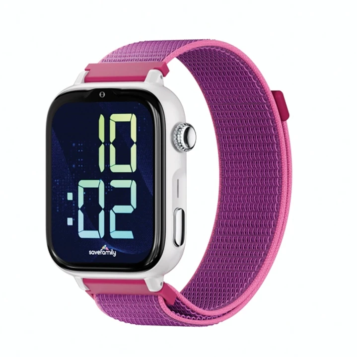 Savefamily Reloj Inteligente Smartwatch Infantil SaveWatch Plus 2 - Pantalla Amoled - Carcasa Blanca - Correa Tela Frambuesa 1