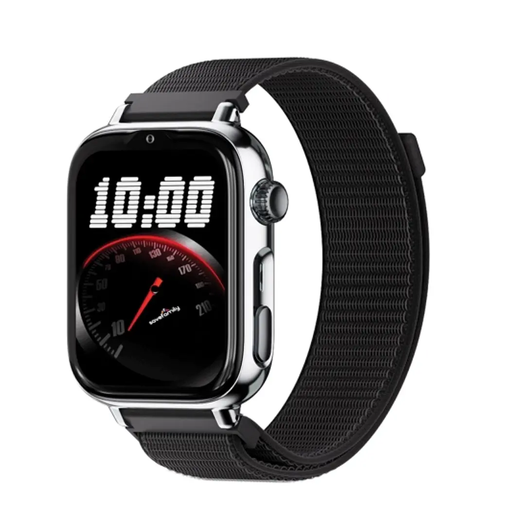 Savefamily Reloj Inteligente Smartwatch Infantil SaveWatch Plus 2 - Pantalla Amoled - Carcasa Plateada - Correa Tela Negra 1