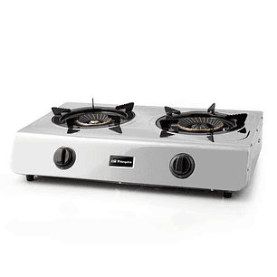 Orbegozo FO 2710 Hornillo a Gas - Eficiente y Seguro - 2 Quemadores de Triple Corona - Encendido Piezoelectrico - Acero Inoxidable - Gas Butano/Propan