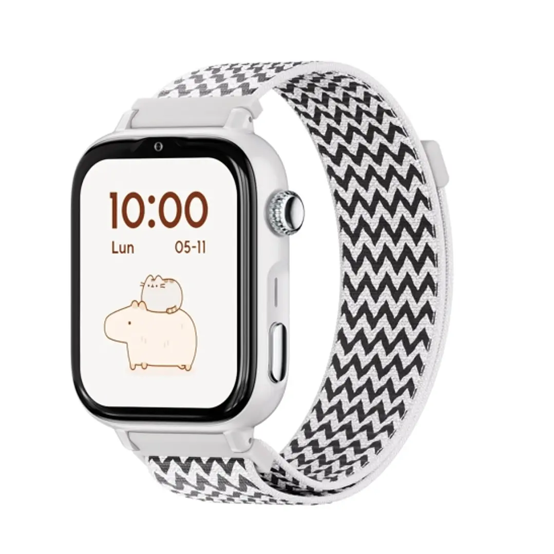 Savefamily Reloj Inteligente Smartwatch Infantil SaveWatch Plus 2 - Pantalla Amoled - Carcasa Blanca - Correa Tela ZigZag 1