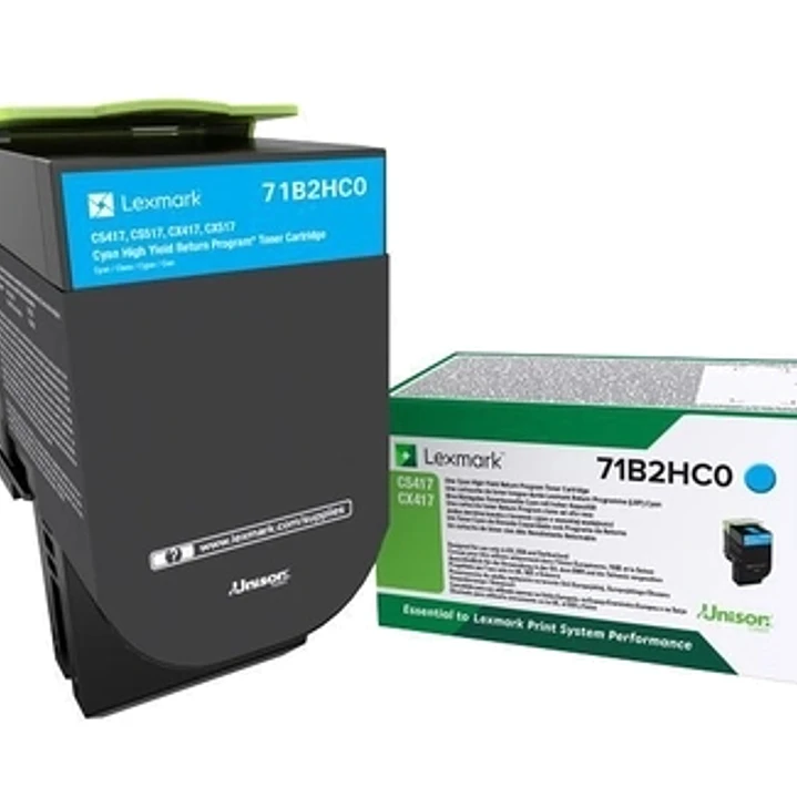 Lexmark CS417/CX417/CS517/CX517 Cyan Cartucho de Toner Original - 71B2HC0/71B0H20 1