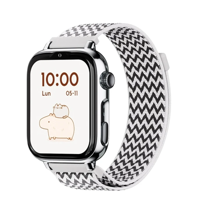 Savefamily Reloj Inteligente Smartwatch Infantil SaveWatch Plus 2 - Pantalla Amoled - Carcasa Plateada - Correa Tela Zigzag 1