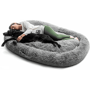 Innovagoods Cama Extragrande para Mascotas y Humanos - Bolsillo Lateral - Antideslizante - Facil Limpieza - Poliester - Ergonomico - Funda Extraible -