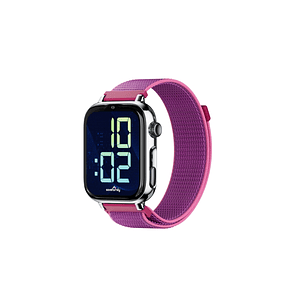 Savefamily Reloj Inteligente Smartwatch Infantil SaveWatch Plus 2 - Pantalla Amoled - Carcasa Plateada - Correa Tela Frambuesa