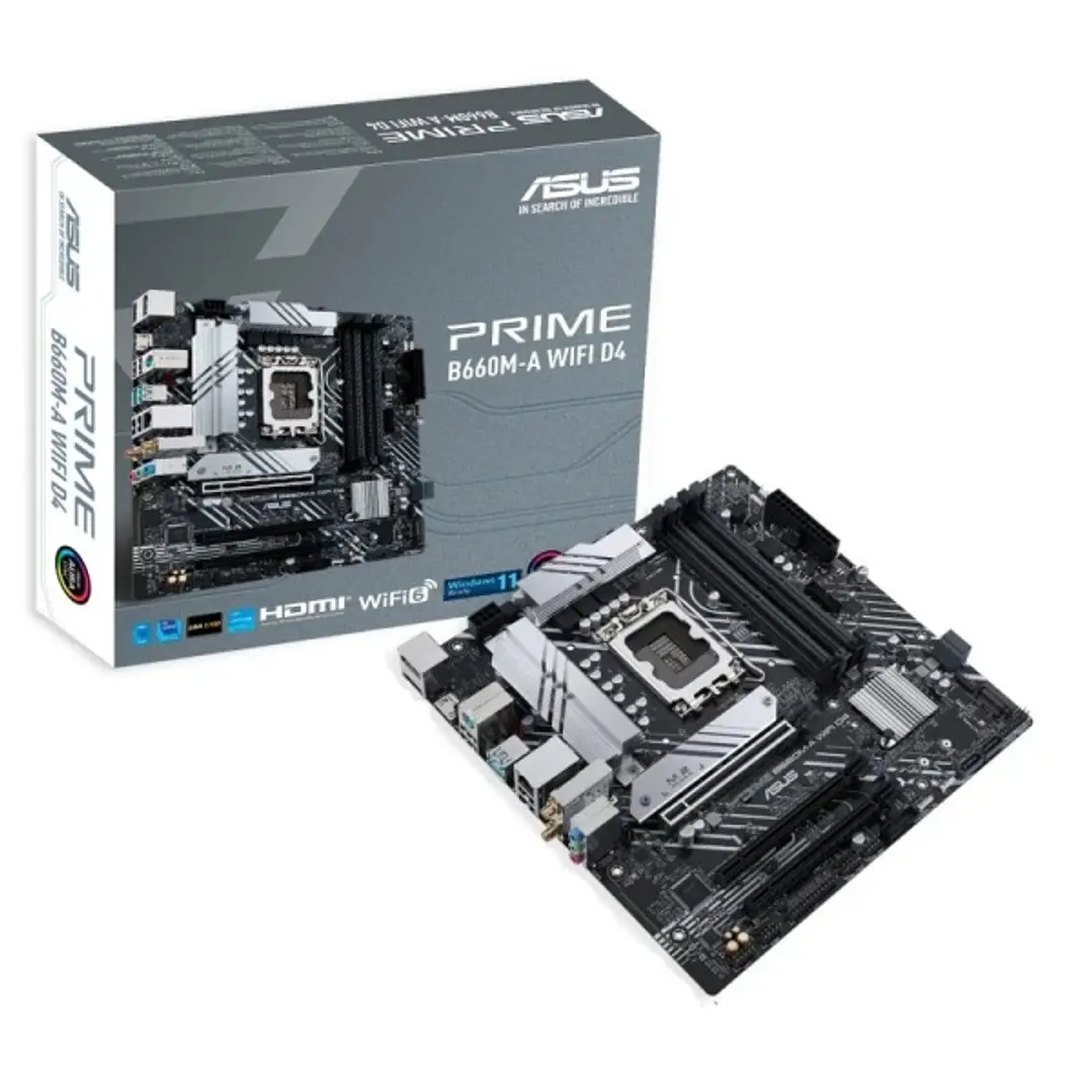 Asus Prime B660M-A WiFi D4 Placa Base Intel 1700 4x DDR4 - WiFi, Bluetooth, HDMI, M.2, PCIe3.0, 4.0, 4x Sata III, USB 3.2, MicroATX 1