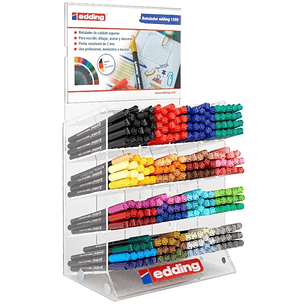 Edding 1300 Expositor con 260 Rotuladores - Punta Redonda - Trazo Medio - Tinta con Base de Agua - Colores Surtidos