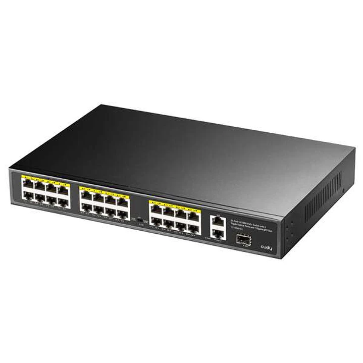 Cudy FS1026PS1 Switch Gigabit de 24 puertos PoE+ de 10/100 Mbits + 2 Puerto de Enlace Ascendente Gigabit + 1 Ranura SFP de 1,25 Gbps 1
