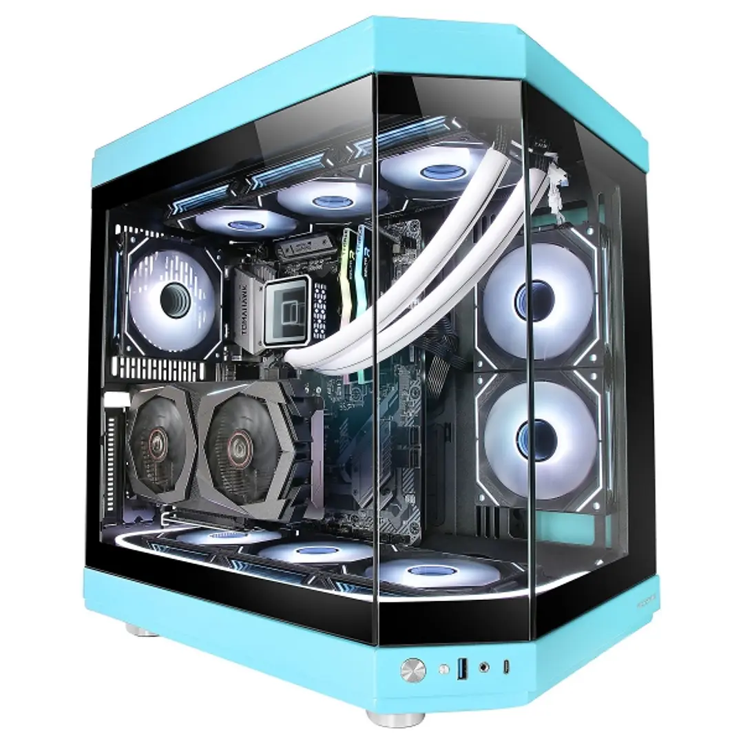 Mars Gaming MC-3T Caja Gaming Premium - Tres Paneles de Cristal Templado - Montaje Vertical de GPU - Capacidad para 10 Ventiladores - USB-C Avanzado - 1