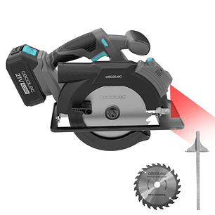 Cecotec DirectPrecission 8000 Vision Sierra Circular Inalambrico - Bateria 4Ah 20V - Disco de 165mm - Corte hasta 57mm - Inclinacion hasta 45º - Guia 