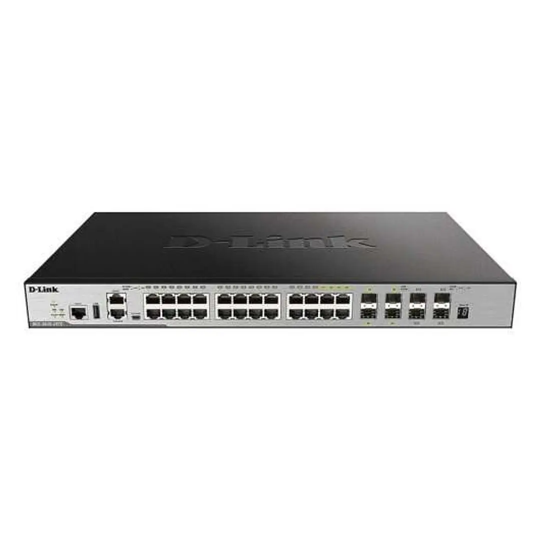 D-Link Switch Gestionable 20 Puertos 10/100/1000 BASE-T + 4 Puertos Combo 1000 BASE-T/SFP + 4 Puertos 10GbE SFP+ 1