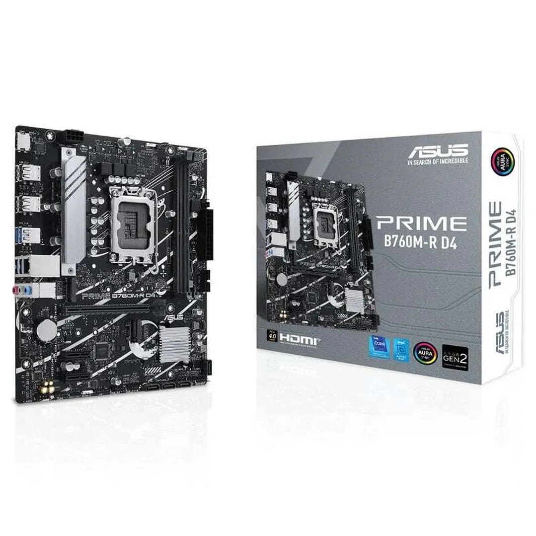 Asus Prime B760M-R D4 Placa Base Intel 1700 2x DDR4 - HDMI, M.2, PCIe4.0, 4x Sata III, USB, Micro-ATX 1