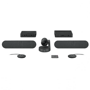 Logitech Rally Plus Kit de Videoconferencias Camara PTZ Ultra HD 4K USB-C 3.0 - 2x Altavoz con Cancelacion de Eco - 2x Microfono con Alcance hasta 4.5