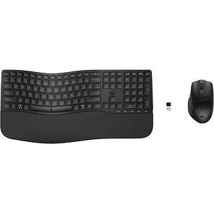 HP 685 Combo Teclado y Raton Inalambricos -Bluetooth 5.3 + 2.4GHz - Reposamuñecas y 3 Angulos de Inclinacion - Tecla Copilot - Raton Optico Multi?Supe
