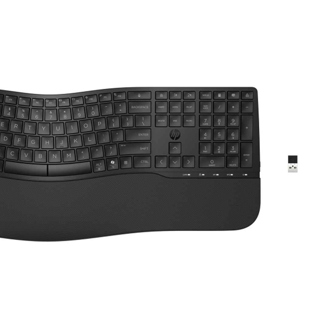 HP 685 Combo Teclado y Raton Inalambricos -Bluetooth 5.3 + 2.4GHz - Reposamuñecas y 3 Angulos de Inclinacion - Tecla Copilot - Raton Optico Multi?Supe 1