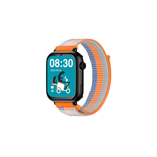 Savefamily Reloj Inteligente Smartwatch Infantil SaveWatch Plus con GPS y Llamada - IP67 - Boton SOS - Carcasa Negra - Correa Tela Naranja