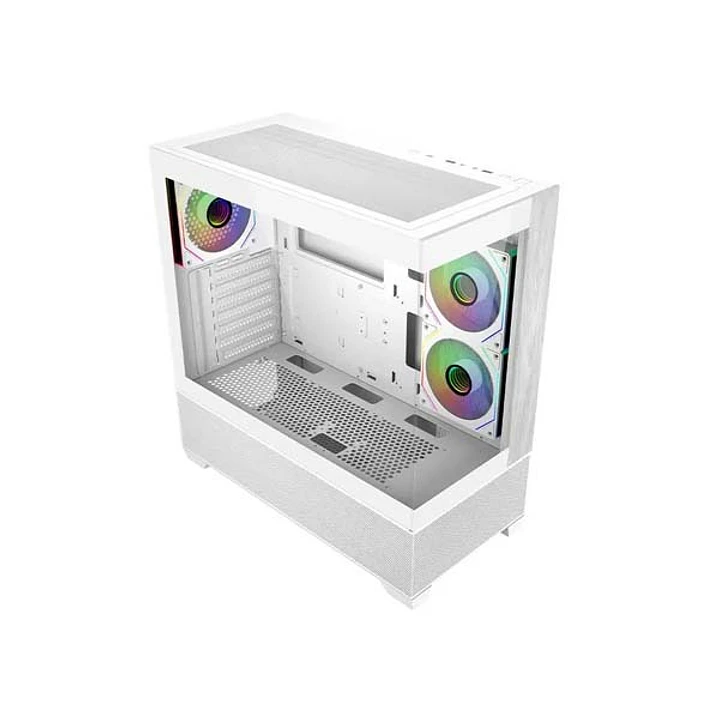 Cooler Master Elite 690 Wood Caja Semitorre ATX/MicroATX/Mini-ITX - 3 Ventiladores 120mm RGB - Vista Panoramica - Doble Camara - 2xUSB-A - 1xUSB-C - 4 1