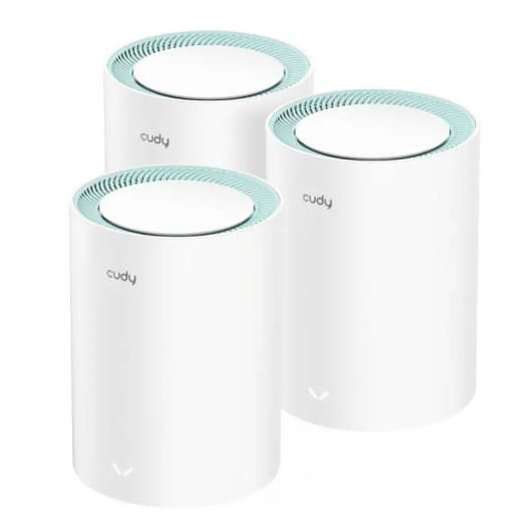 Cudy M1300 Pack de 3 Sistemas WiFi Mesh AC1200 Dual Band - 867Mbps en 5GHz, 300Mbps en 2,4GHz - 1x Puerto LAN 1000/100/10Mbps, 1x Puerto WAN 1000/100/ 1