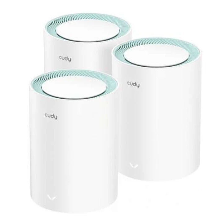 Cudy M1300 Pack de 3 Sistemas WiFi Mesh AC1200 Dual Band - 867Mbps en 5GHz, 300Mbps en 2,4GHz - 1x Puerto LAN 1000/100/10Mbps, 1x Puerto WAN 1000/100/ 1